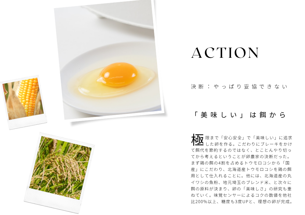 卵とトウモロコシ - 美味しいは餌から
